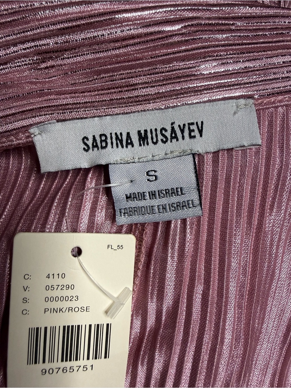 Sabina Musayev Rigel Pleated Blouse Pink Rose Metallic Shimmer Sz Small NWT New - Picture 12 of 16